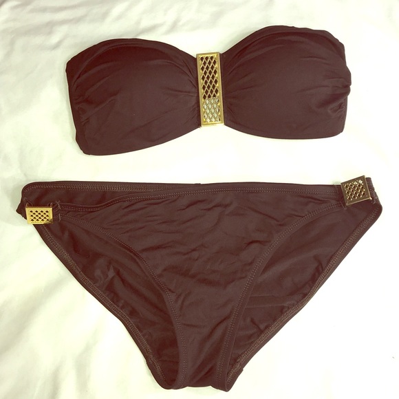 La Blanca Other - La Blanca Womens 6 Swim Suit Two Piece Brown Gold